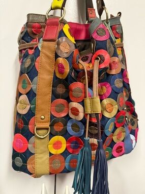 No color block patchwork bag by American procurement company.  Boho. Artsy.